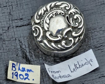 Antique Sterling Silver Pill Box , Marked Inside