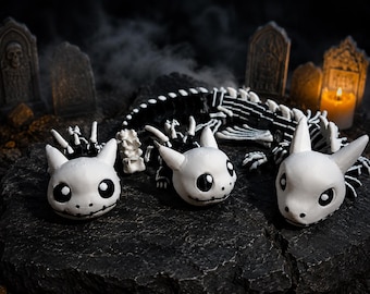 Skellington Dragon | Articulated | Spooky Season | Flexi