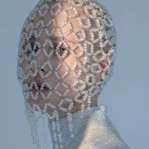 Shining Face Mask - Handmade Full Head Beaded Mask - Unique Headpiece for Performances and Fashion - Masquarade Party Accessory