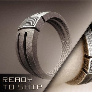 Unique Futuristic Statement Ring-HANDMADE Ring-Inspired by Frank Herbert&#39;s Universe-Sci Fi Aesthetic-Oxidized Author&#39;s Ring-Original Design