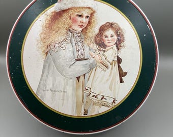 Jan Hagara Decorative Empty Candy Tin 1987 Holly B & J Company Victorian USA