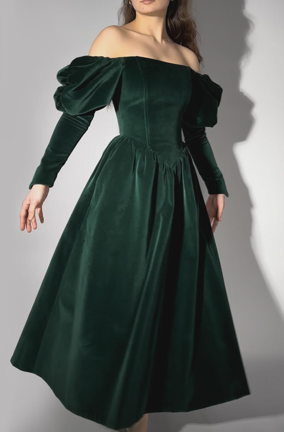 Laura Ashley Green Velvet Dress - Etsy