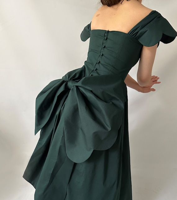 Green Shoulders off Cotton Gorgeous Furfur Dress Big Bow Prom Gown - Etsy