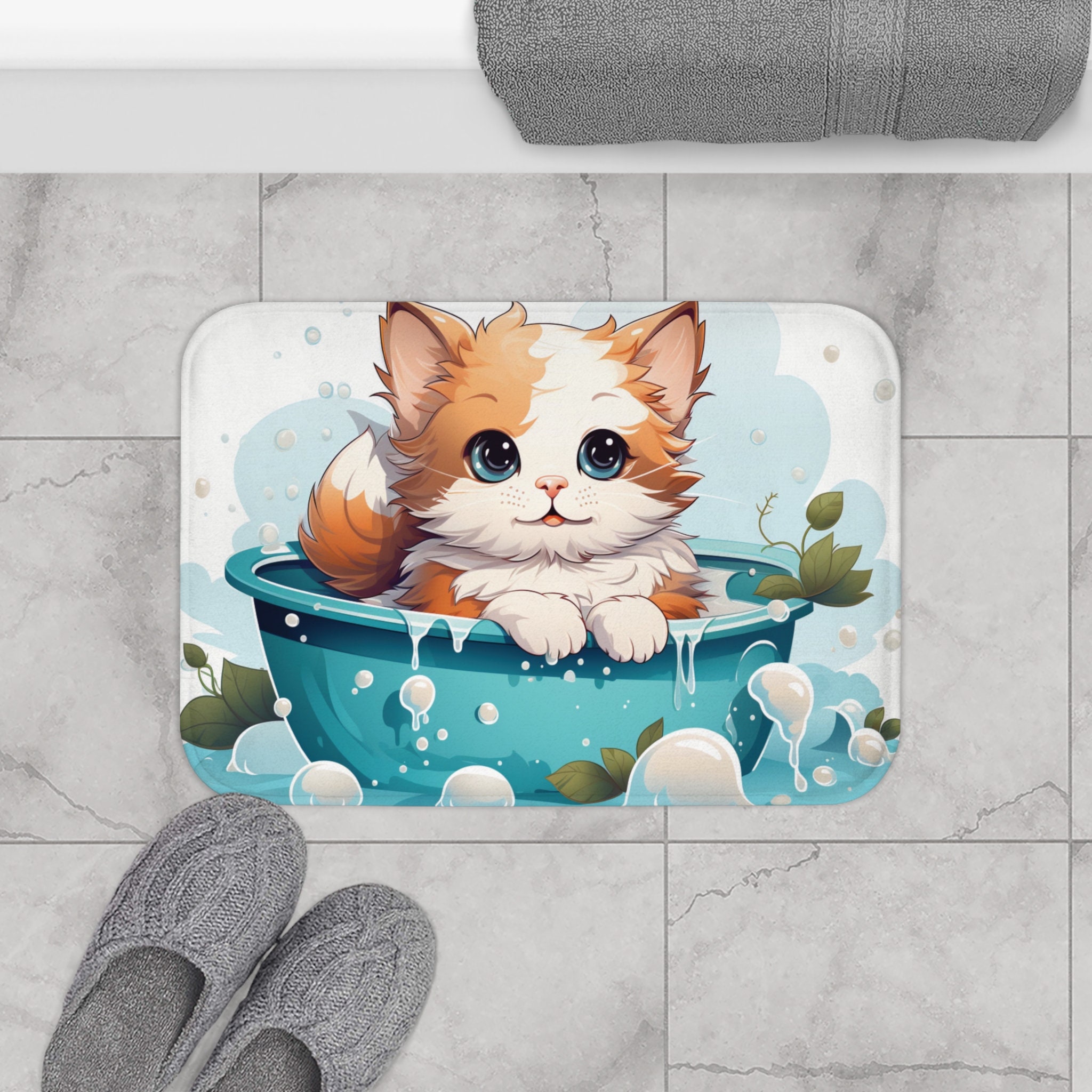 NIGOWAYS Cat Doormat - Cat Welcome Mat,Cute and Soft Cat Rug,Black Cat Bath  Mats for Bathroom, Bedroom,Non Slip Washable Rug (31 * 28 Inch)
