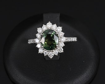 Rare 2.78ct Gia Color Change Sapphire & 0.78ct Diamond Platinum Ring, Size 5.5