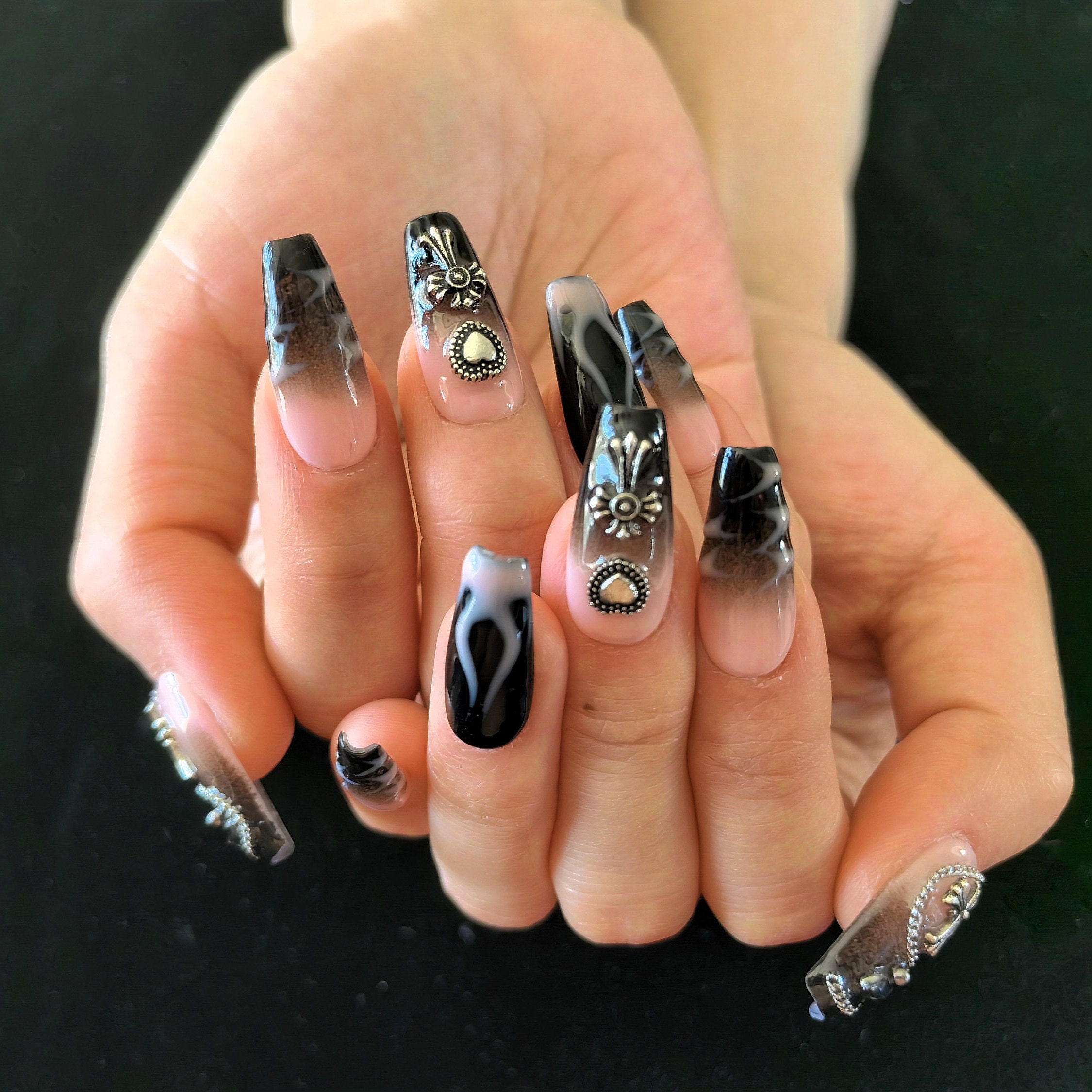 Bold Edge: Black Faux Moth Nails