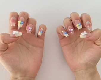 Short Stiletto Candy Colors Spring/Summer French Blush Press On Nails | short nails | long | almond | coffin