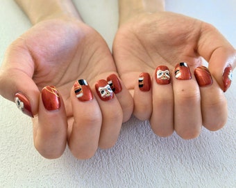 Luck & Joy Chinese Flair Short Oval Red Press On Nails | short | long | almond | coffin