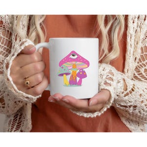 Whimsical Mushroom Mug - Colorful Psychedelic Coffee Cup, Unique Gift, Fun Beverage Mug, Art Lover&#39;s Drinkware, Home Decor