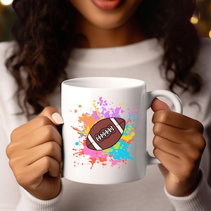 Colorful Football Coffee Mug, Football Gift, Football Mug, Gift for Dad, Football Player Mug, Coffee Mug, Football Fan Gift, Football Mugs