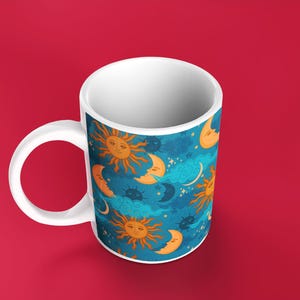 Beautiful Mug, Sun and Moon Pattern, Astrology Mug, Beautiful Pattern Design, Celestial Drinkware, Coffee Cup, Tea Mug, Kitchen Decor