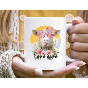 Cute Sheep Mug, Perfect Gift for Farm Lovers, Cute Animal Mug, Floral Decor, Nature Lovers, Coffee Tea Cup, Funny Sheep Mug, Valentines Day