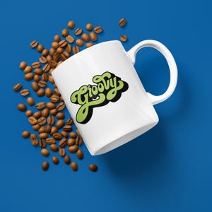 Retro Coffee Mug, 70&#39;s Design, Groovy Mug - Vintage Mug, 11oz Coffee Cup, Hippie Mug, Unique Gift, Kitchen Decor, Groovy Coffee Mug Gift