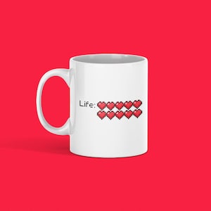 8-Bit Life Mug, Retro Video Game Coffee Cup, Video Gamer Gift, Gaming Enthusiast Present, Geeky Mug, Nostalgic Drinkware, Old School Games