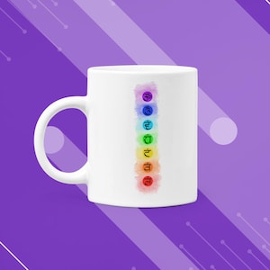 Chakra Mug, Spirituality Coffee Cup, Zen Tea Mug, Energy Healing Mug, Meditation Gift, Yoga Cup, Chakra Coffee Mug Gift, Holiday Mugs, Gifts