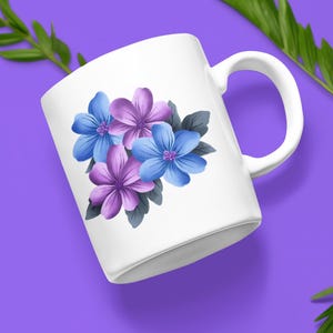Floral Mug, Beautiful Flower Coffee Cup, Gift Ideas for Her, Multi Colored Floral Tea Mug, Mother&#39;s Day Gift, Birthday Present