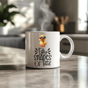 Funny Duck Mug - &quot;Filty Shades Of Tired&quot; - Gift for Coffee Lovers, Humor in the Office, Quirky Kitchen Decor, Unique Coffee Cup, Morning Mug