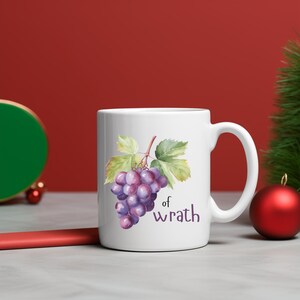Grapes of Wrath Mug, 11oz Coffee Cup, Literary Gift, Bookshelf Decor, Fruit Art Mug, Wine Lover Present, Kitchenware, Literary Gift Ideas