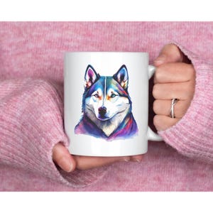 Colorful Husky Mug - Perfect for Dog Lovers, Pet Gifts, Birthday, Cozy Mornings, Fun Decor, Hot Drinks, Husky Lovers, Husky Dog Coffee Mug
