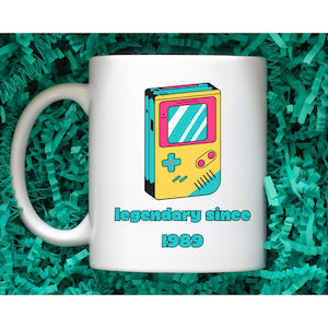 Retro Gamer Mug - Legendary Since 1989, Gift for Gamers, Nostalgic Coffee Cup, Birthday Present, Video Game Merchandise, Gameboy Mug, Mugs