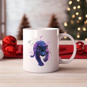 Vibrant Panther Mug 11oz | Colorful Animal Coffee Cup, Gift for Cat Lovers, Wildlife Decor, Unique Kitchenware, Artsy Drinkware
