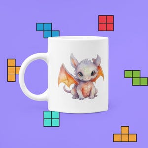 Dungeons and Dragons Ceramic Mug, Baby Dragon, Cute Dragon, Dragon Lover Gift, Fantasy Coffee Cup, DnD Mug, Cute Dragon Mug, Nerdy Gift