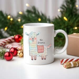 Cute No Drama Llama Mug - Fun Gift for Coffee Lovers, Quirky Tea Cup, Animal Lover Present, Creative Office Decor, Unique Birthday Gift