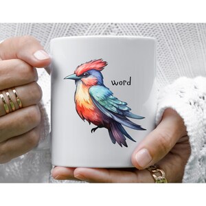 Artistic Bird Mug, Colorful Bird Design Coffee Cup, Nature Lover Gift, Eco-Friendly Drinkware for Home & Office, Unique Bird-Themed Coffee