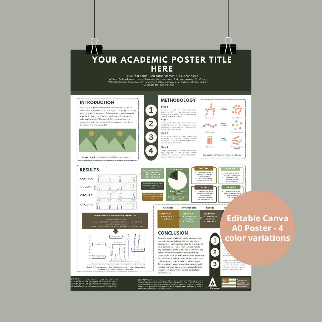 A0 Academic Scientific Research Poster Canva Editable Template other ...