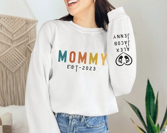 Custom Mama Sweatshirt with Kid Name, Mama Est, Blessed Mama, Gift for Mother's Day, Personalized Mama, First Mothers Day,Grandma Sweatshirt
