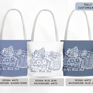 Personalized Book Club Bachelorette Totebag, Bookish Bride Girls Weekend Trip Bags, Coffee and Books Bridalparty Favors Welcome Bag Gift image 5
