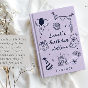 Personalized Kids Birthday Letters Hard Cover Journal, Custom Any Age Teddy Bear Theme Keepsake Memory Notebook,Custom First Bday Guest Book image 4