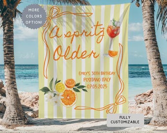 Personalized 30th Birthday Banner, A Spritz Older Italian Lemon Theme Party Decor, Coquette Bow Citrus Brunch Thirty Mediterranean Sign 1995