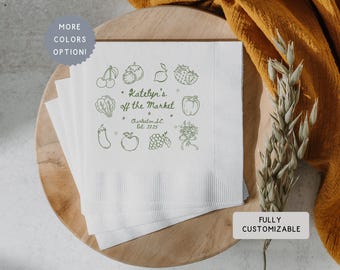 Personalized She's Fresh off the Market Bachelorette Bridal Shower Napkins, Custom Farmers Party Supplies Decor, Bride Final Fiesta Weekend