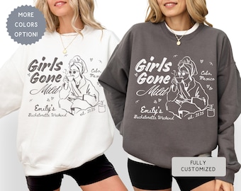 Personalized Girls Gone Mild Bach Matching Sweatshirt, Custom Spa Bachelorette Sweater, Sleepover Luxury Merch Bridal Shower Party Favors