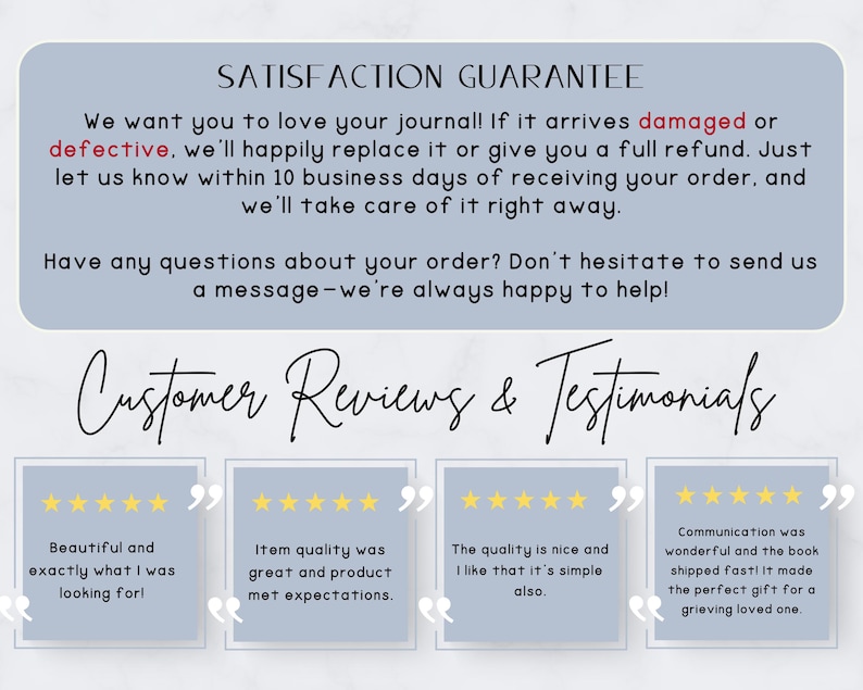 a collection of customer reviews and testimonials for a product, with a focus on the satisfaction guarantee. The reviews express positive feedback about the product, highlighting its quality, ease of use, and the joy it brings to the user.