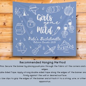 Personalized Girls Gone Mild Bachelorette Banner Sign, Custom Camping Final Fiesta Bridal Shower Photobooth Backdrop, Sleepover Bach Party image 7