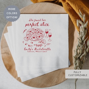 Personalized Pizza Dinner Napkin, Custom Italian Themed Bachelorette Party Favors That&#39;s Amore Bridal Shower Supplies Decor Gift Bride Final