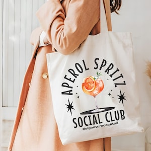 Custom Aperol Spritz Signature Cocktail Themed Social  Club Beach Bag For Bridesmaids Gift Wedding Welcome Bag Spritz Bridal Shower Tote Bag