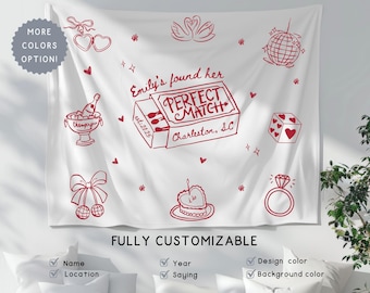 Custom She Found Her Perfect Match Banner Sign, Made in Heaven Bride Bachelorette Hanging Backdrop, Final Fiesta Bach Bridal Party Decor