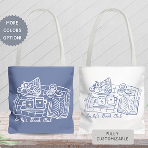 Personalized Book Club Bachelorette Totebag, Bookish Bride Girls Weekend Trip Bags, Coffee and Books Bridalparty Favors Welcome Bag Gift image 1