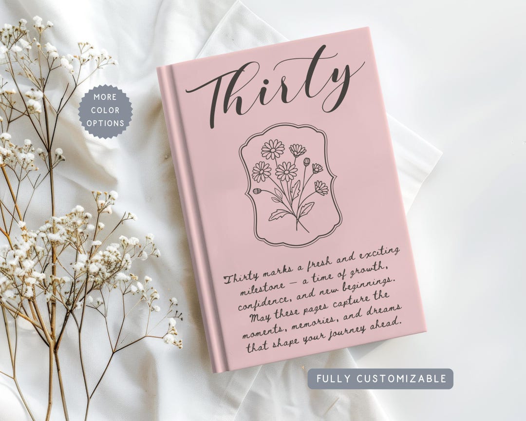 Personalized Name Chapter Thirty Hardcover Journal, Custom Birth Flower ...