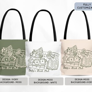 Personalized Book Club Bachelorette Totebag, Bookish Bride Girls Weekend Trip Bags, Coffee and Books Bridalparty Favors Welcome Bag Gift image 3