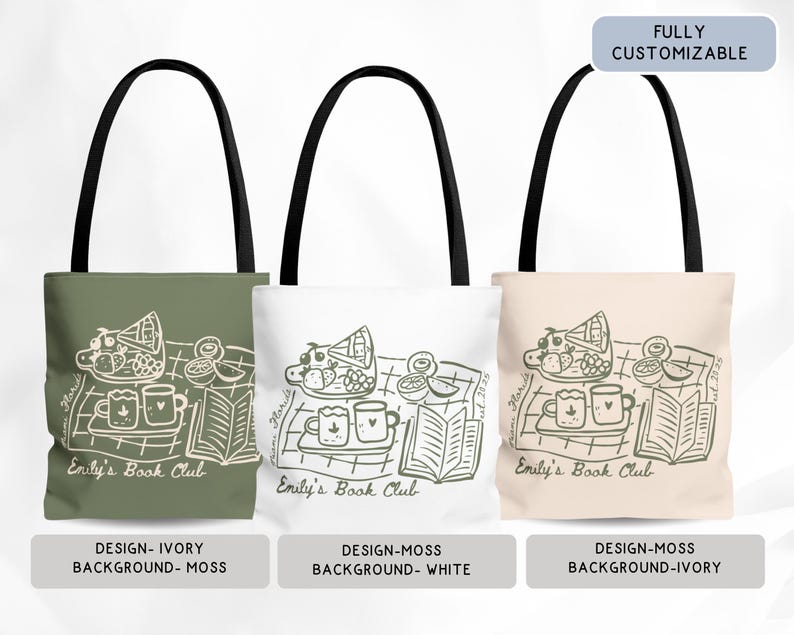 Personalized Book Club Bachelorette Totebag, Bookish Bride Girls Weekend Trip Bags, Coffee and Books Bridalparty Favors Welcome Bag Gift image 3