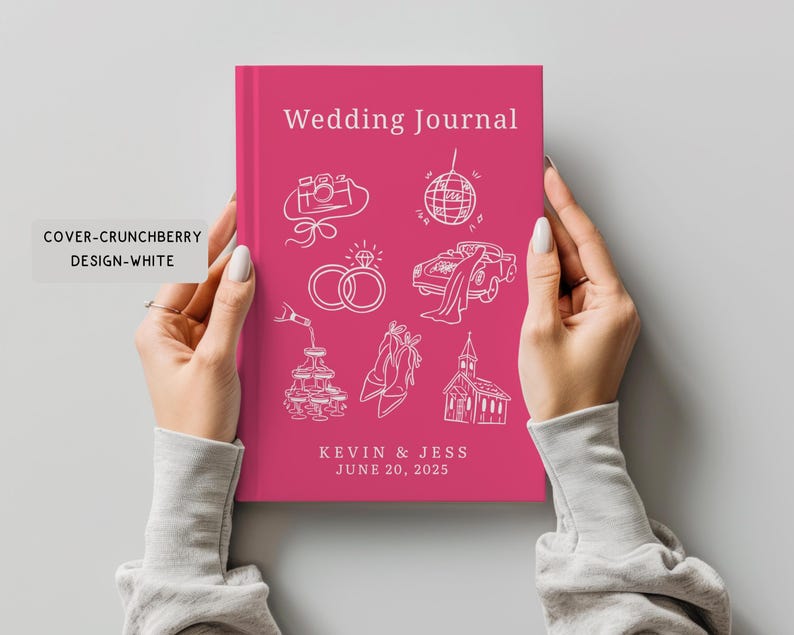 Personalized Wedding Hardcover Notebook, Engagement Journal Gift For Future Bride,Custom Couple Name Newly Engaged Bridal Shower Memory Book image 9