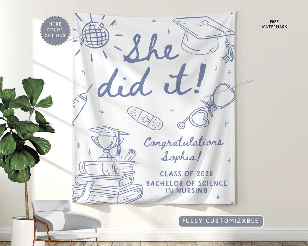 Custom Nurse Graduation Party Banner, Personalized Medical Theme Class ...