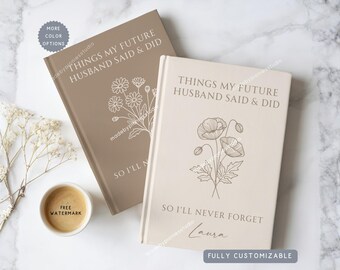 Personalized Name Letters To My Future Husband Hardcover Journal, Custom Birth Flower Love Letters Memory Notebook,Future Wife One Year Gift