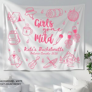 Personalized Girls Gone Mild Bachelorette Banner Sign, Custom Camping Final Fiesta Bridal Shower Photobooth Backdrop, Sleepover Bach Party image 2