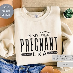 Personalized Pregnant Mom Sweatshirt, Custom Pregnancy Reveal Sweater, New Mom Maternity Clothes Gift, Baby Announcement Outfit, Baby Shower