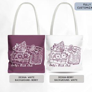 Personalized Book Club Bachelorette Totebag, Bookish Bride Girls Weekend Trip Bags, Coffee and Books Bridalparty Favors Welcome Bag Gift image 4